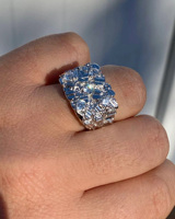 Anelli di fidanzamento e matrimonio personalizzati in argento sterling 925 placcato rodio con incastonatura a griffe, stile Hip Hop Rapper, con taglio ghiaccio e design NUGGET Pinky
