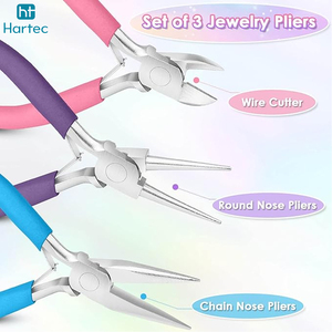 3 Pcs Precision Jewelry Making <b>Pliers</b> <b>Set</b> Side Cutter Round Nose Chain Nose Craft Tools with Pastel Ergonomic Handles - Product Image 5