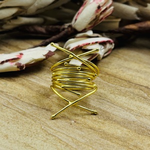 Hot Selling Gold Plated <b>Ring</b> Boho Brass Wire Band <b>Ring</b> For Women 18k Geometric Wrap Fine <b>Statement</b> Jewelry For Wholesale/OEM/ODM - Product Image 1