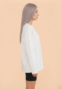 T-shirts à manches longues pour femmes, coupe ample, 100% coton, vêtements décontractés, t-shirt à col rond pour femmes, taille plus, manches longues - Product Image 3