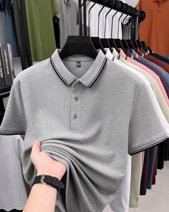 Men's Short Sleeve Solid Color Cotton Jersey for Shirt Breathable Casual Regular Fit Knitted Pique Design Customized Colors - Product Image 2