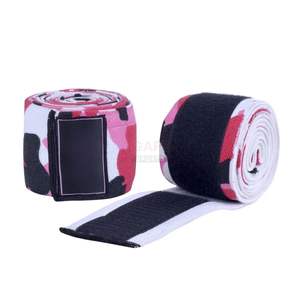 <b>Pink</b> Camouflage Weightlifting Knee <b>Wraps</b> Natural Rubber/PVC Non-Slip Elastic Support Straps for Squats Powerlifting Training - Product Image 2