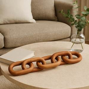 งานฝีมือโซ่ไม้แกะสลักสีน้ำตาล ของตกแต่งบ้าน โซ่ไม้แกะสลัก - Product Image 3