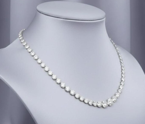 Classic Round Brilliant Cut Moissanite <b>Beaded</b> <b>Necklace</b> 925 Silver Women's Wedding Jewelry Prong Setting Ball Shape - Product Image 2