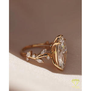 Brilliant Marquise Cut Lab Grown Diamond Engagement Ring 925 Sterling Silver Gold Plated Elegant Bridal Jewelry - Product Image 5