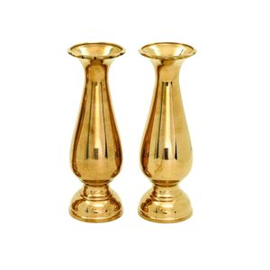Jarrón de Latón Genuino de 11 Pulgadas con Acabado Dorado Brillante y Resistente para Decoración del Hogar, Templo o Budista - Product Image 1