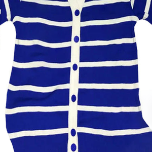 ZPB Women’s Winter Wool Striped Cardigan Sweater Contrast Color Crew Neck Button-Up Anti-Shrink Sorority & Fraternity Style - Product Image 4