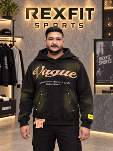 Custom Unisex <b>Black</b> <b>Zipper</b> <b>Hoodie</b> Metallic Script Graphic Studded Heavyweight Fleece Streetwear Oversized Casual Wear - Product Image 1