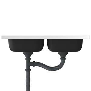 Lavello da cucina in acciaio inox argento con doppio lavabo 31.5 "x 19.7" x 6.1" - Product Image 5