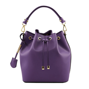 Women's Genuine Leather Bucket Bag Breathable Soft Handle <b>String</b> Closure Modern Style Daily Use - Product Image 1
