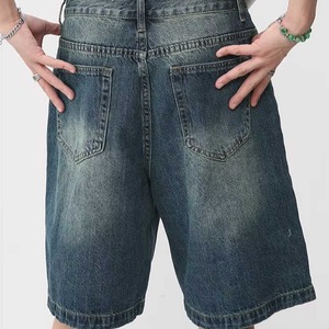 Pantalones Cortos de Mezclilla para Hombre, Bordados, Desgastados, de Pierna Recta, Cintura Media, de Algodón, Estilo Casual, Urbano, Hip Hop, para Verano - Product Image 5
