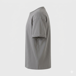 เสื้อยืดผ้าฝ้ายเนื้อหนาทรงโอเวอร์ไซส์แบบบ็อกซี่ แขนเสื้อแบบมีจีบ - Product Image 3