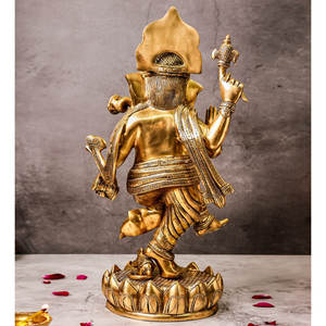Escultura de Ganesh bailando de latón grande artesanía india para decoración del hogar y regalo espiritual - Product Image 2