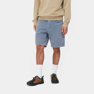 Shorts en jean délavé pour homme, taille mi-haute, coupe droite, décontractés, en coton, pour l'été, avec poches, en tissu respirant - Product Image 1