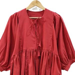 Vestido MIDI rojo sólido de alta calidad con cuello profundo y cierre de cuerda Mini vestido largo con forro de busto - Product Image 1