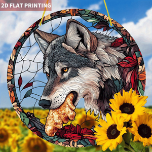 CIFbuy Decorazione Murale Floreale Autunnale Bohemien con Lupo in Acrilico, Tessuta a Mano, Verticale, per Arredamento Casa, Regalo di Ringraziamento, Servizio di Ritiro - Product Image 6