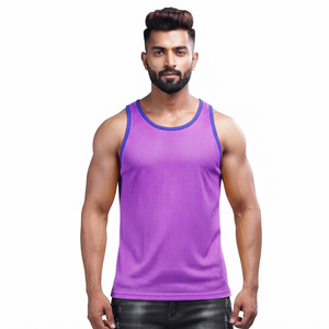 Wholesale Price New Arrivals Factory Price Breathable Plain Dyed Men Sports Mesh Sleeveless Mesh <b>Singlets</b> for Men - Product Image 4