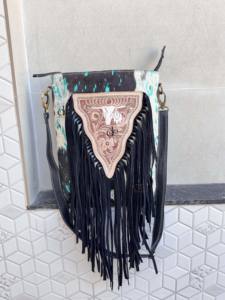 Sac à main bohème en cuir véritable métallisé avec franges et fourrure pour femme, haute qualité, style tendance, best-seller, fourrure de chien sur peau, Inde - Product Image 4