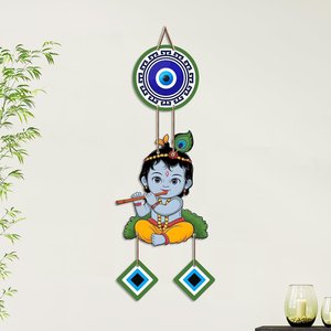 Décoration murale bohème pour bébé Krishna, protection contre le mauvais œil, Nazar Battu, décoration d'entrée de maison - Product Image 1