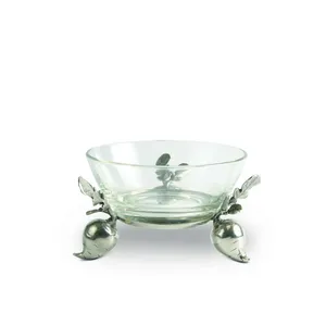 Luxury <b>Silver</b> Metal Bowl Plant Pattern Eco-Friendly Stylish Decorative Dining <b>Coffee</b> <b>Table</b> Living Room Safe Plated Zahid - Product Image 3
