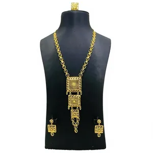 Conjunto de Collar Largo con Colgante en Forma de Flor, Chapado en Oro, de Latón, para Mujer - Joyería de Fiesta - Product Image 5