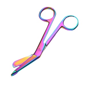 กรรไกรตัดผ้าพันแผลผ้าพันแผลสแตนเลสแบบปลายทื่อปลอดภัย14ซม. ใบมีดปลายแหลมสำหรับการตัดที่แม่นยำทั่วไป - Product Image 4