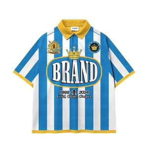 Camiseta de Fútbol a Rayas Vintage Estilo Urbano, Personalizada, 100% Poliéster, Impresión por Sublimación, Corte Holgado y Recortado, Malla Transpirable - Product Image 1