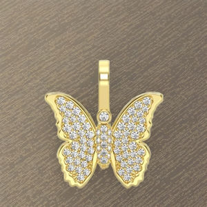 Elegante Collar de Moda con Colgante de Mariposa Chapado en Oro de 14K para Mujer, con Diamantes Naturales, Estilo Hip Hop, Joyería Personalizada - Product Image 1