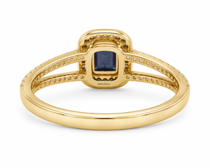 Bague de fiançailles et de mariage Vaayu Jewels Luxury Sapphire Halo, sertie de saphirs, design géométrique pour femme, or 10K 14K 18K, argent 925 935 - Product Image 2