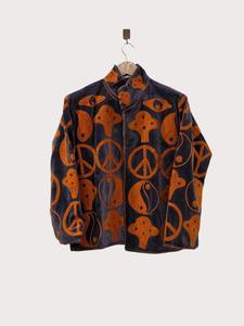 Vintage <b>Women's</b> <b>Velvet</b> Suzani Embroidered <b>Jacket</b> With Peace And Ying Yang Pattern Full Sleeve Stand Collar Boho Soft Winter Coat - Product Image 1