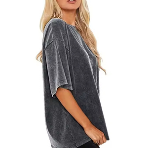 New Arrival Fashion sustainable soft Women Acid <b>Wash</b> T Shirt Custom Manufacturer Loose Summer Streetwear Women Acid <b>Wash</b> T Shirt - Product Image 5