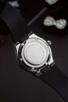 Montre de mode en acier inoxydable Alexander Ferros 2251S-01 avec verre saphir, bracelet en caoutchouc, résistance à l'eau 50m, mouvement à quartz, cadran de 33mm