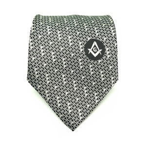 Corbata Masónica de Poliéster Estampada con Patrón Geométrico, Diseño Formal y Duradero - Product Image 1