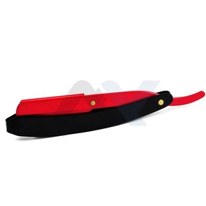 Rasoir droit professionnel pour barbier, type shavette, pour le rasage du visage, du cou et du torse, design papillon noir et rouge, pour salon de coiffure - Product Image 1