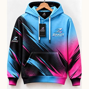 Sudadera con Capucha de Fútbol Azul Claro y Blanco/Negro, Cosida a Medida, Venta al Por Mayor Directa de la Industria Ziakot - Product Image 4