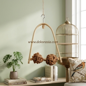 Natural Brown Bamboo Coil Coconut Fiber Classic Ball Bird <b>Swing</b> Hanging Trapeze Toy Small Medium Birds Pet Cage Stand Wholesale - Product Image 6