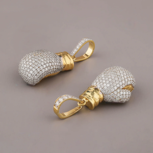 Hip Hop Boxing <b>Glove</b> Pendant Charm Gold Plated Micro Pave Diamond Round Brilliant Cut Alloy Unisex Fashion Jewelry Gift - Product Image 4