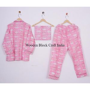 ชุดนอนผ้าฝ้ายแท้ 100% จากอินเดีย ชุดนอนผ้าฝ้าย ชุดนอนพิมพ์ลาย - Product Image 4