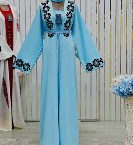 New 2026 Dubai Abaya Modest beaded sequined <b>long</b> sleeve Dubai luxury handmade wedding Polyester breathable V neck abaya Floor - Product Image 5