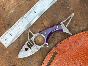 Couteau à poisson en acier damas fait main de 6 pouces, revêtement poudré, couteau de chasse et de camping, cadeau personnalisé OEM - Product Image 5