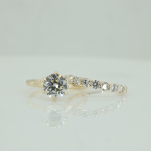 S925 Round Cut Moissanite <b>Sterling</b> <b>Silver</b> Vintage Wedding Bridal 3.00 Ct Band <b>Set</b> <b>Ring</b> Gold Plated - Product Image 4