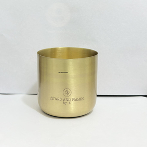 Elegant Custom Logo Handmade Brass <b>Candle</b> Vessel Brushed Gold Metal Jar For DIY Luxury Aromatherapy <b>Candle</b> Making And Wedding - Product Image 1