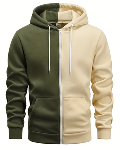 Sudadera con Capucha Personalizada con Logotipo, Diseño Casual de Invierno con Letras y Bloques de Color Sólido, de Forro Polar de Poliéster/Algodón, Estilo Urbano, Tallas Grandes, Ropa Deportiva - Product Image 1