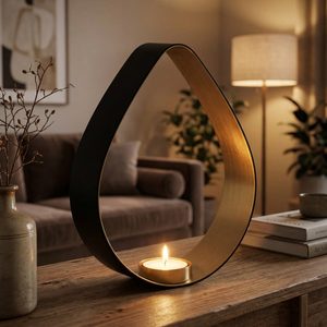 Portavelas de Latón de Lujo Hecho a Mano de 18 cm con Cinta de Latón Negra sin Fin para Decoración del Hogar, Hoteles, Bodas, Regalos de Mesa - Product Image 2