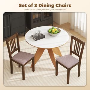 Set di 2 Sedie da Pranzo Imbottite in Lino con Gambe in Legno di Gomma Noce Taupe per Sala da Pranzo e Soggiorno - Product Image 4