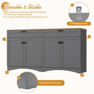 Mobile TV in Stile Mid-Century con 2 Cassetti, Credenza Versatile Effetto Legno con Ripiani Regolabili per TV fino a 70 Pollici - Product Image 6