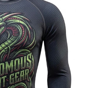 Camiseta deportiva de compresión de cintura alta para hombre, de secado rápido, elástica, de manga corta, con estampado para culturismo. - Product Image 3