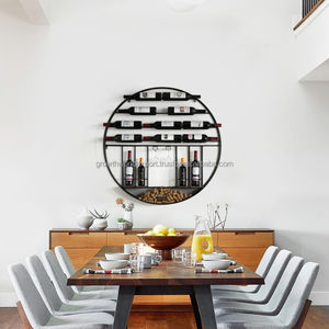 Porte-vin mural décoratif vintage en bois massif moderne |   Porte-bouteille de vin élégant pour bar à domicile - Product Image 5