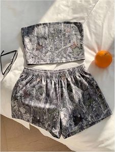 OEM ODM <b>Women's</b> Sleeveless Solid Tube Top Pants Matching Set Polyester Cotton Casual Summer Two Piece Breathable Fashion Wear - Product Image 4