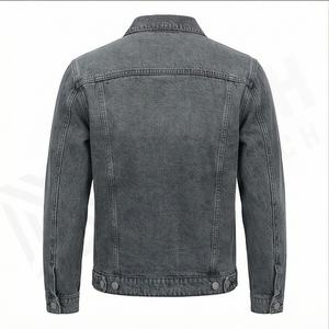Veste denim bleue respirante de haute qualité pour hommes Streetwear décontracté à la mode avec logo personnalisé à l'avant - Product Image 3